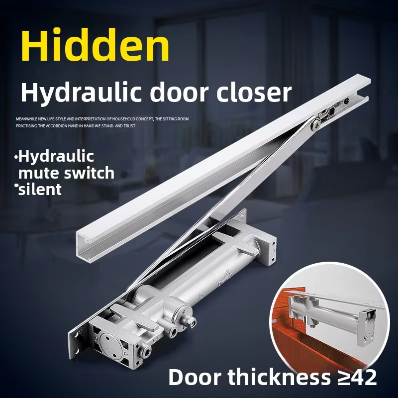 Heavy Duty 180 Degrees Slide Rail Two Way Door Closer Concealed Hold-open Hidden Automatic Hydraulic Overhead Door Closer - 图片 6