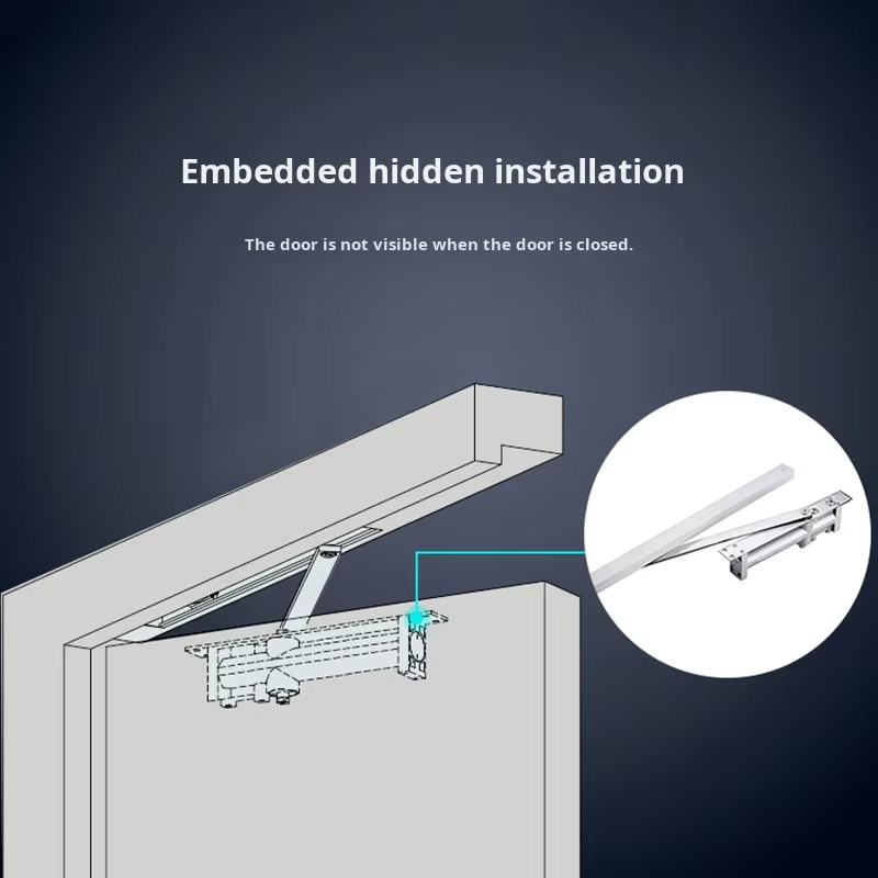 Heavy Duty 180 Degrees Slide Rail Two Way Door Closer Concealed Hold-open Hidden Automatic Hydraulic Overhead Door Closer - 图片 7