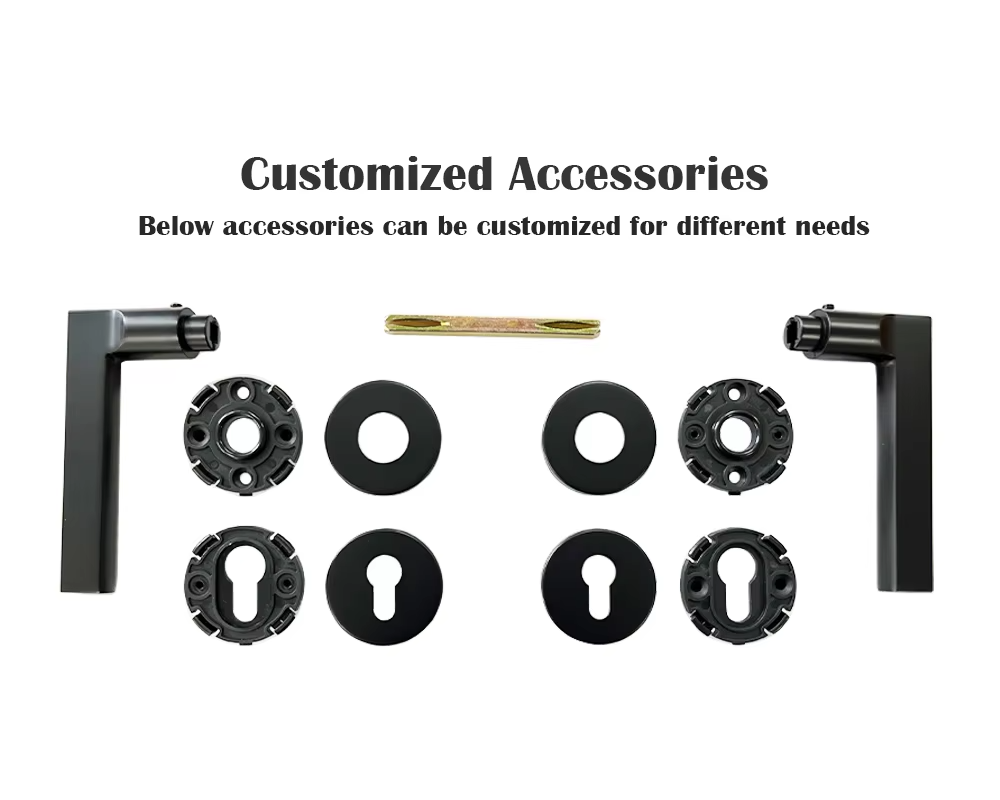 European Style Aluminum Alloy Bedroom Door Lever Handle Black Interior Lock Wooden Door Handle - 图片 3