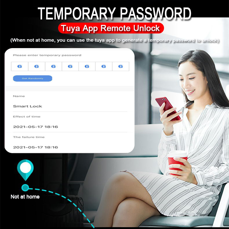 Apartment Office Wooden Door Fingerprint WiFi TTLOCKAPP Electronic Combination Lock - 图片 7