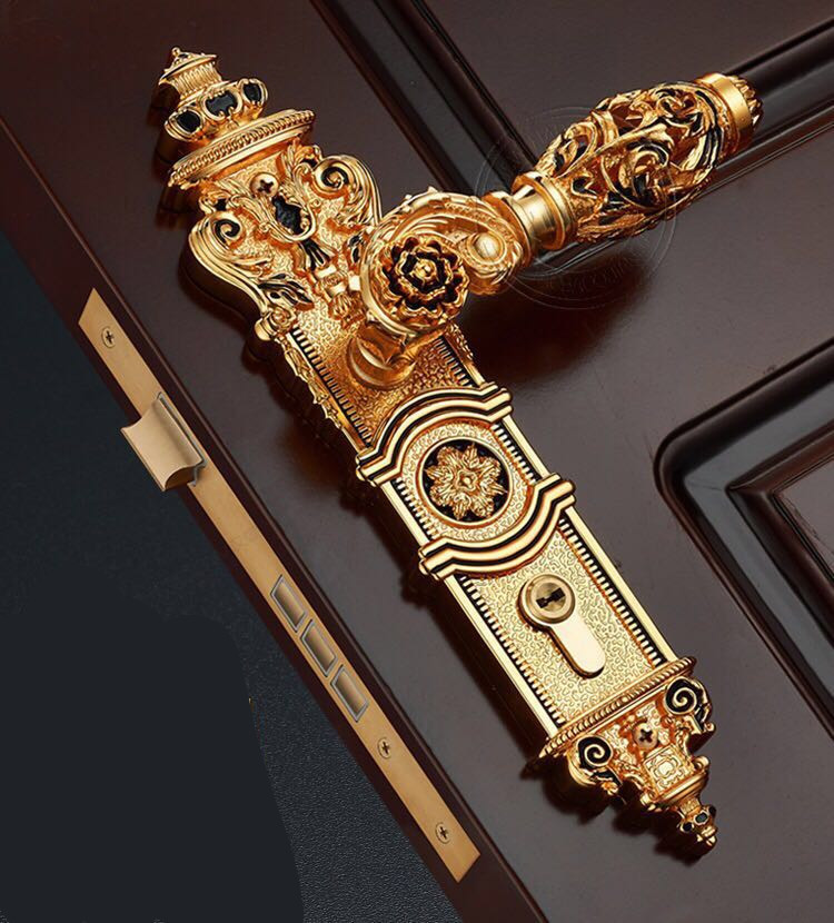 Wooden Door Lock Handle Lock Room Door Lock European Luxury Style Villa Lock - 图片 2