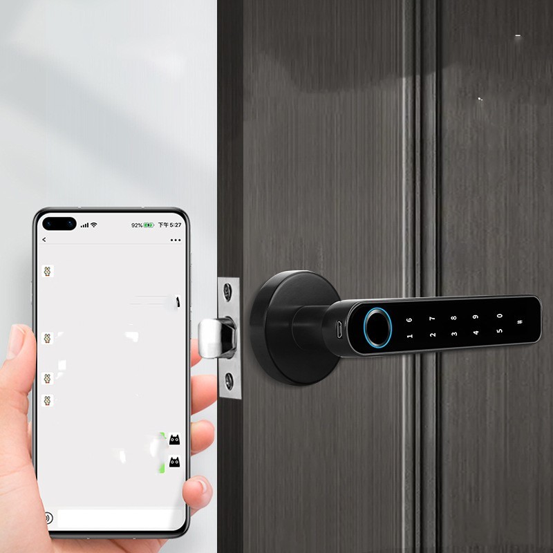 Glass Room Door Indoor Wooden Door Fingerprint Lock Bluetooth Lock - 图片 2
