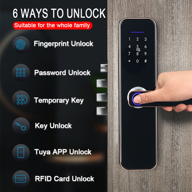 Apartment Office Wooden Door Fingerprint WiFi TTLOCKAPP Electronic Combination Lock - 图片 6