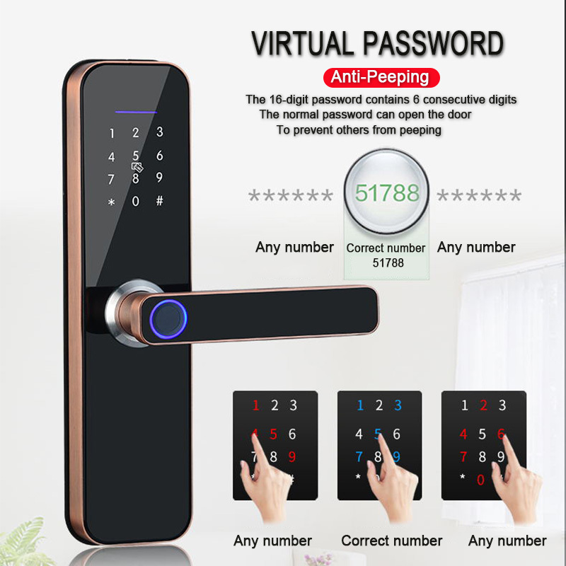 Apartment Office Wooden Door Fingerprint WiFi TTLOCKAPP Electronic Combination Lock - 图片 5