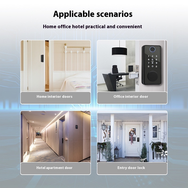 Graffiti Smart Door Lock Wooden Door Fingerprint Lock Auxiliary Closing - 图片 3