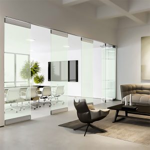 Aluminum Frameless Sliding Folding Glass Partition - Office