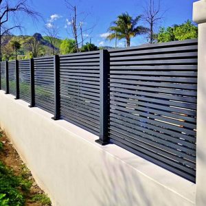 Aluminum Horizontal Slat Fence Panel - Matte Black