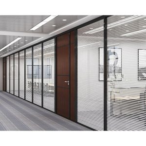 Aluminum Glass Office Partition with Integrated Blinds -