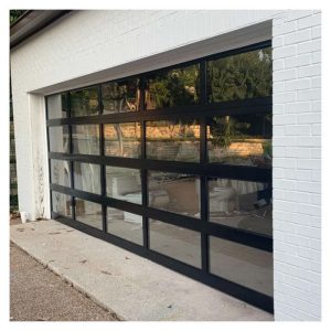 Aluminum Frameless Glass Garage Door 16x8 - See-Through