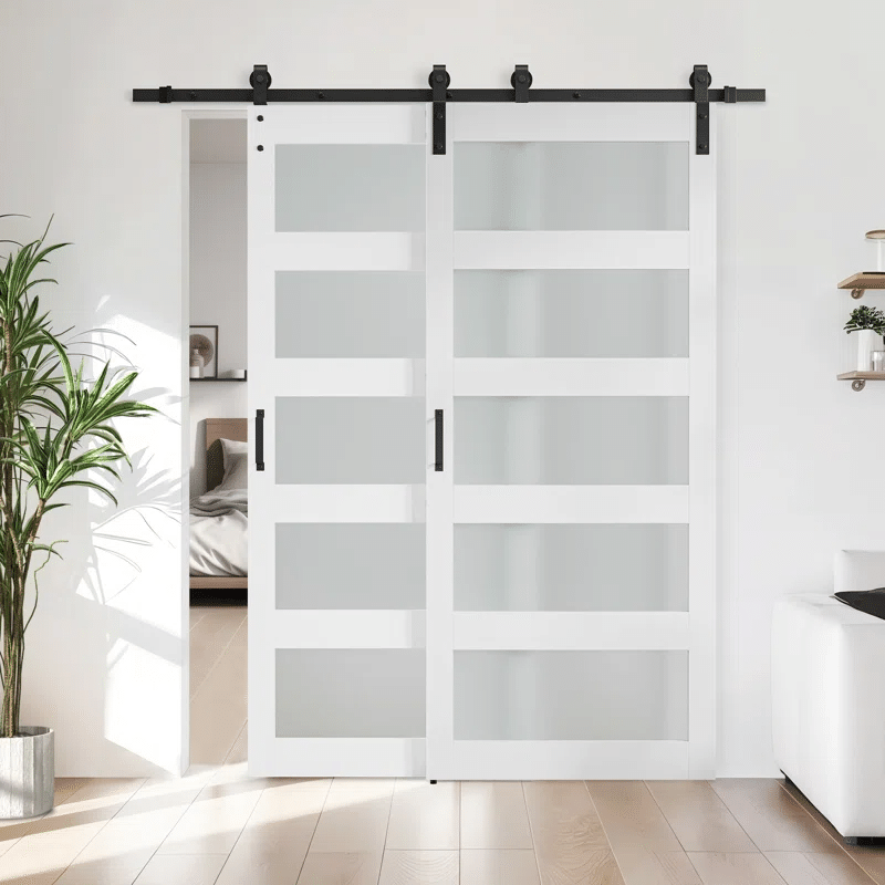 Modern 5-Panel Glass Sliding Barn Door